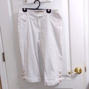 Gently used Christine Phillipe denim capri pants embellished size 12